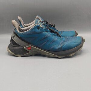 Salomon Supercross Blue Gray Drawstring Women Running Trail Shoes 409306